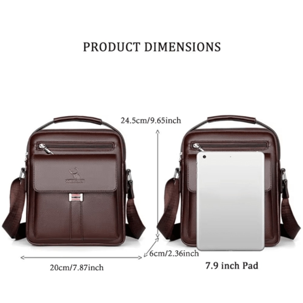 Mens PU Leather Shoulder Bag Business Flap Crossbody Messenger Bag 6