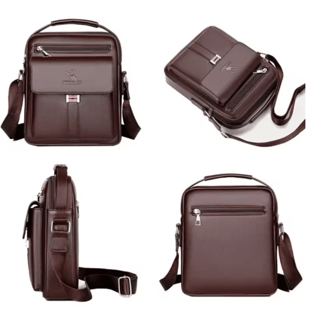 Mens PU Leather Shoulder Bag Business Flap Crossbody Messenger Bag 7