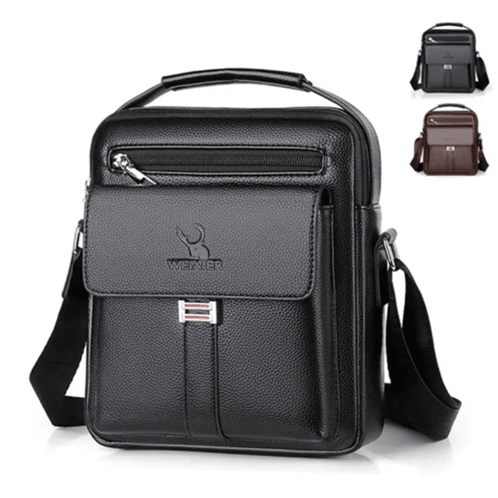 Mens PU Leather Shoulder Bag Business Flap Crossbody Messenger Bag 0