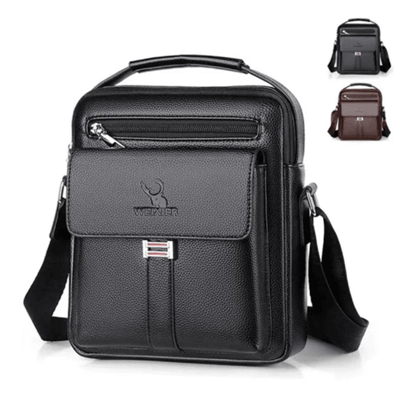 Mens PU Leather Shoulder Bag Business Flap Crossbody Messenger Bag 0