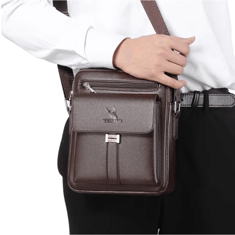 Mens PU Leather Shoulder Bag Business Flap Crossbody Messenger Bag 9