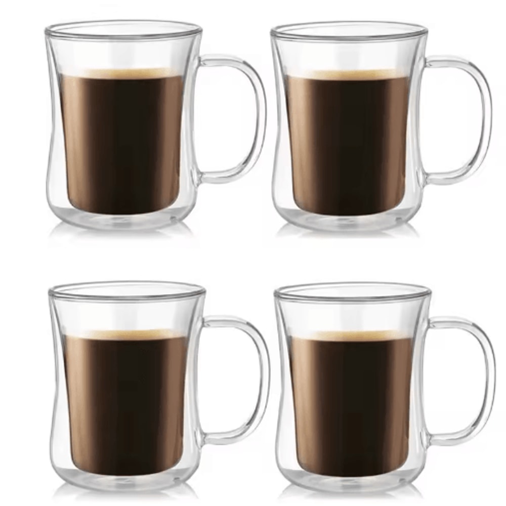 Handmade Double Wall Glass Cup Set HeatResistant Transparent Beer Coffee Whiskey Mugs 1