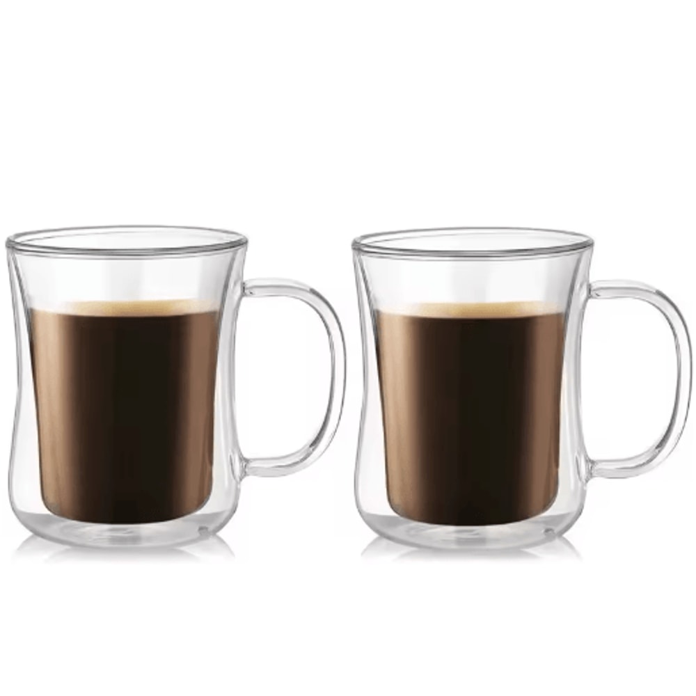 Handmade Double Wall Glass Cup Set HeatResistant Transparent Beer Coffee Whiskey Mugs 2