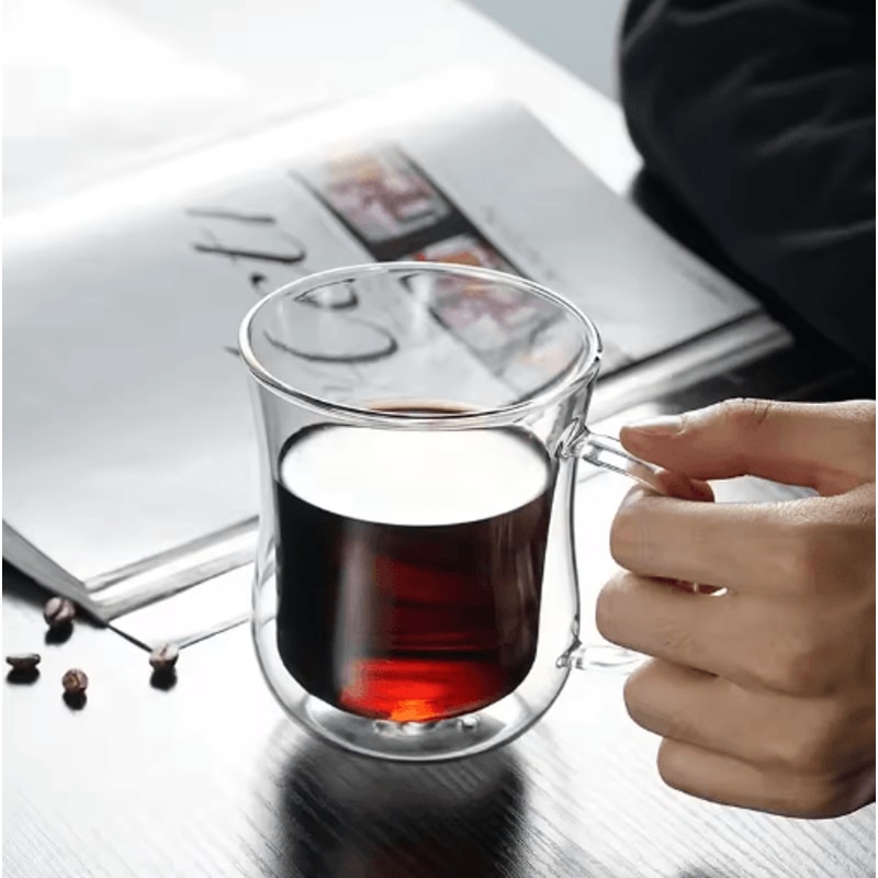 Handmade Double Wall Glass Cup Set HeatResistant Transparent Beer Coffee Whiskey Mugs 5