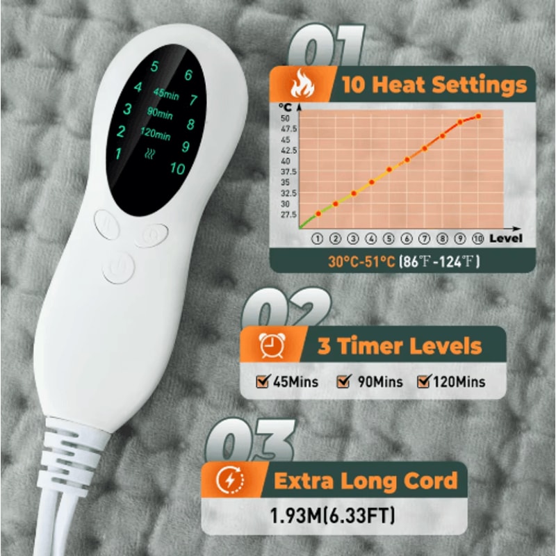 Electric Heating Pad With Timer Adjustable Thermal Heated Cushion For Home Office 10