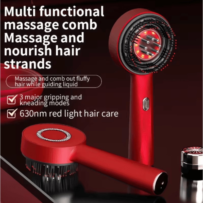 Electric Scalp Massage Comb With Red Light Vibrating Hair Growth Oil Applicator Brush 0