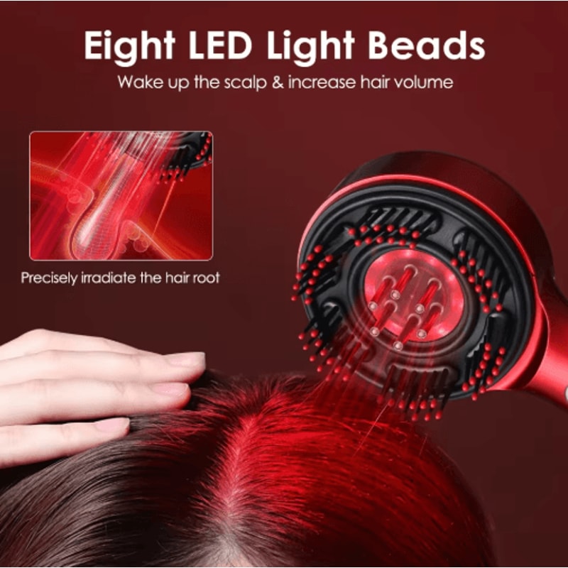 Electric Head Massager Hair Growth Comb LED Light Therapy Scalp Brush With Oil Applicator 6