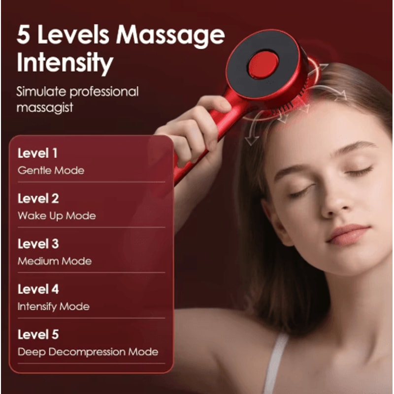 Electric Head Massager Hair Growth Comb LED Light Therapy Scalp Brush With Oil Applicator 8