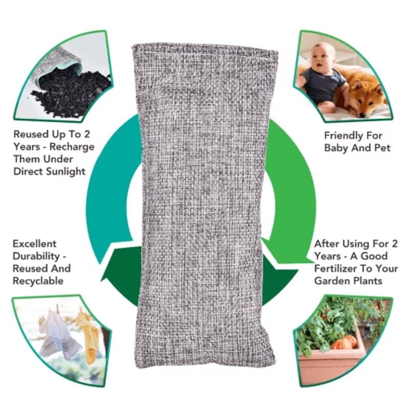 Bamboo Charcoal Air Purifying Bags 10PCS Activated Odor Moisture Absorbers 1
