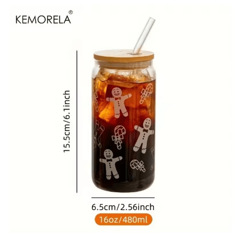 Christmas Beer Can Glass Cup With Lid And Straw 480 Ml Holiday Coffee And Drink Tumbler 1 To 4 PCS 5