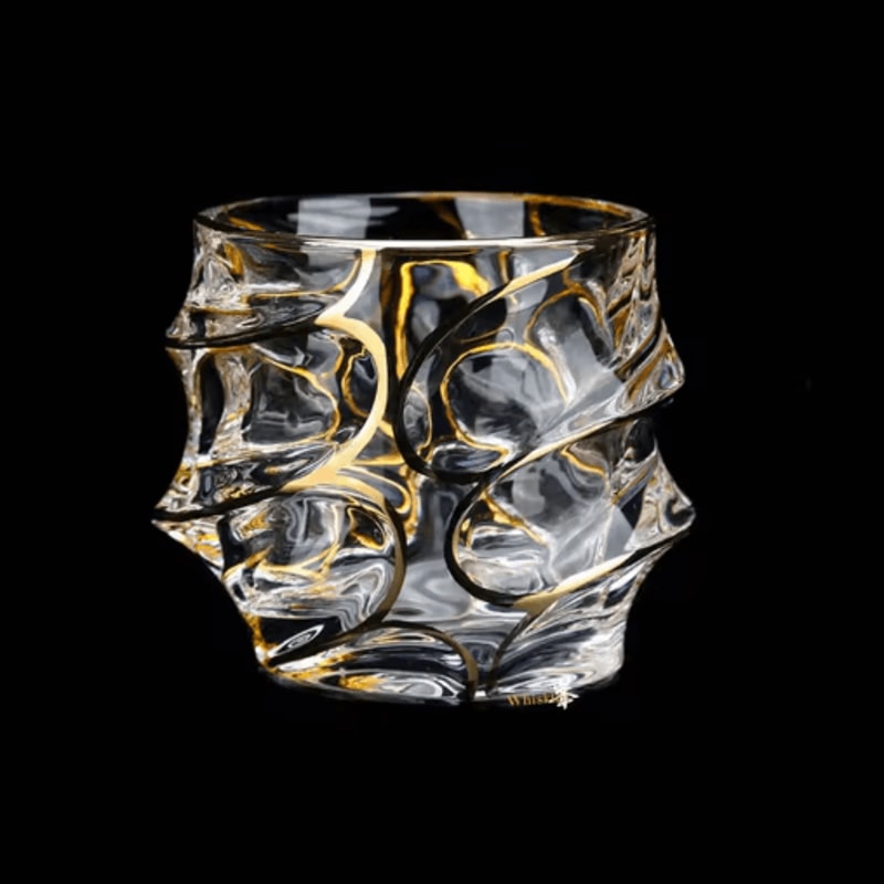 Gold Line Crystal Whiskey Tumblers Set Golden Rim Whisky Glasses For Cocktails Wine And Beer 2