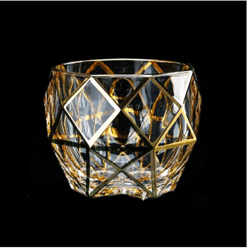 Gold Line Crystal Whiskey Tumblers Set Golden Rim Whisky Glasses For Cocktails Wine And Beer 5