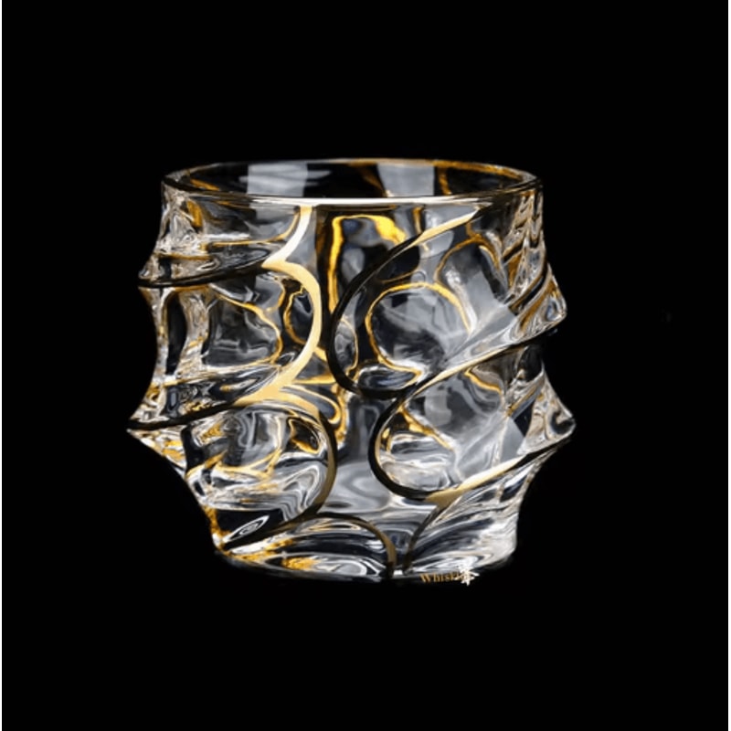 Gold Line Crystal Whiskey Tumblers Set Golden Rim Whisky Glasses For Cocktails Wine And Beer 6