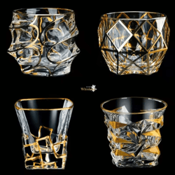 gold line crystal whiskey tumblers set golden rim whisky glasses for cocktails wine and beer