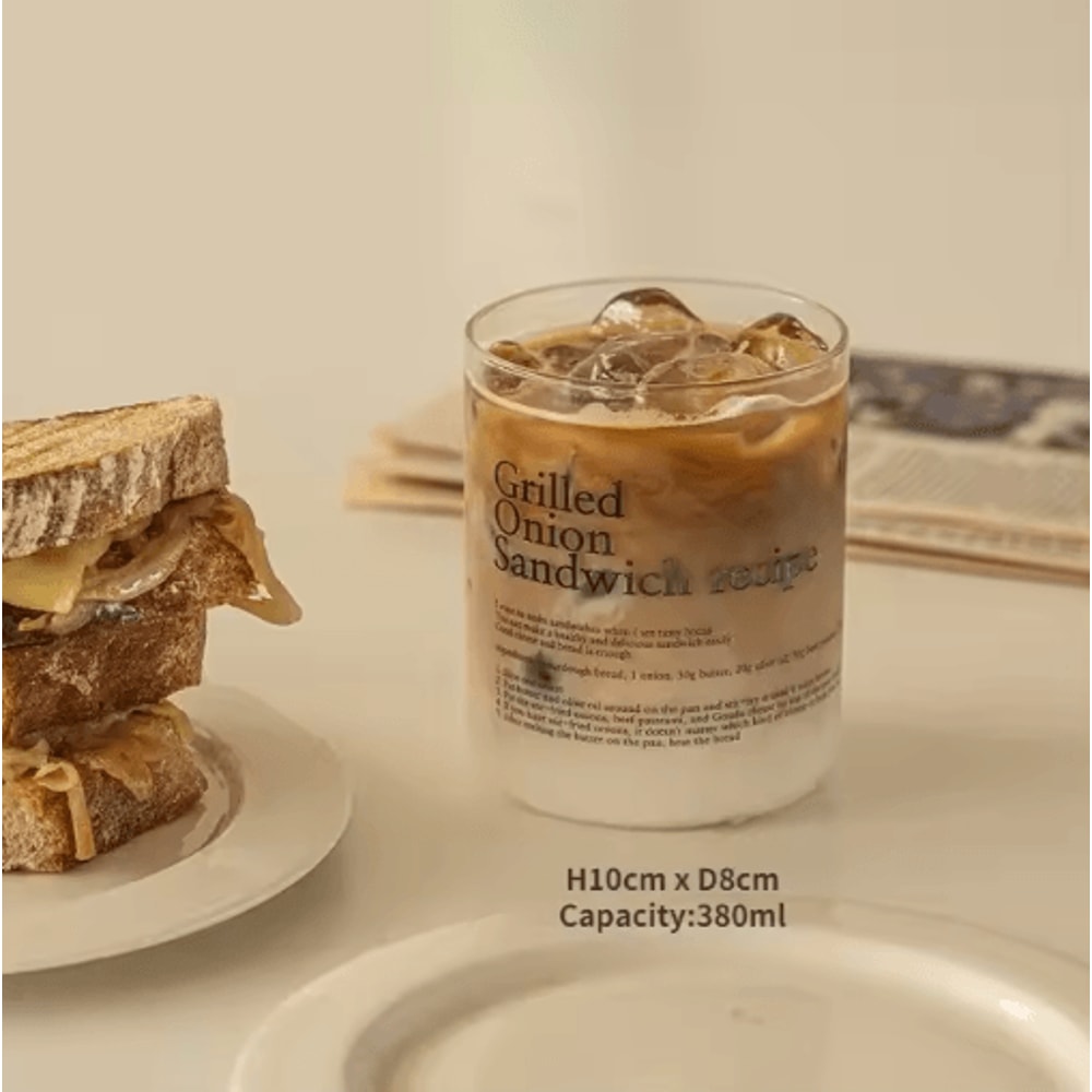 Korean Style Glass Tumbler With English Letter Design Heat Resistant Clear Coffee And Tea Mug 5