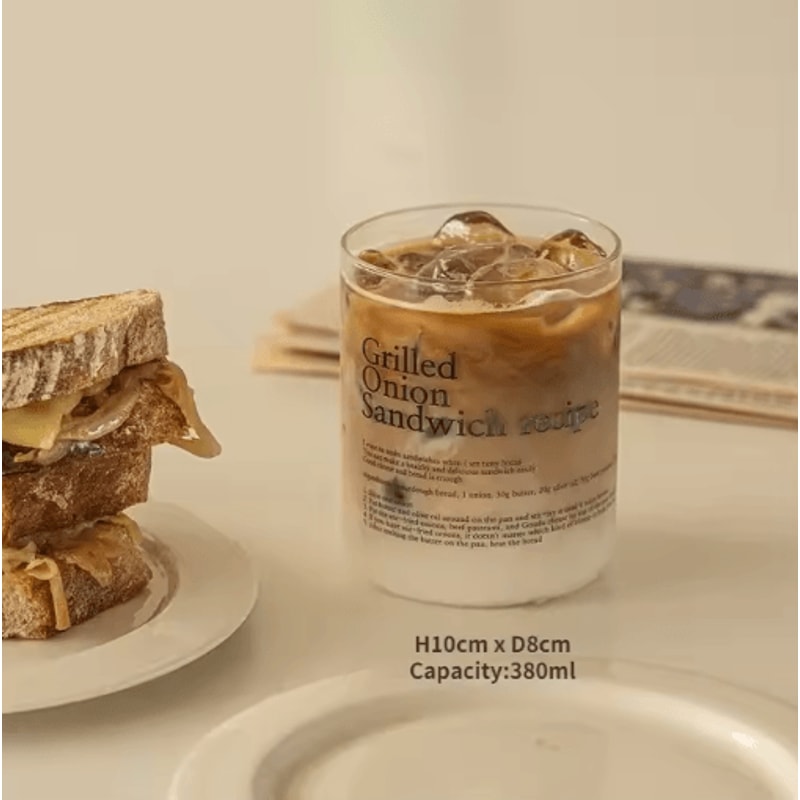 Korean Style Glass Tumbler With English Letter Design Heat Resistant Clear Coffee And Tea Mug 5