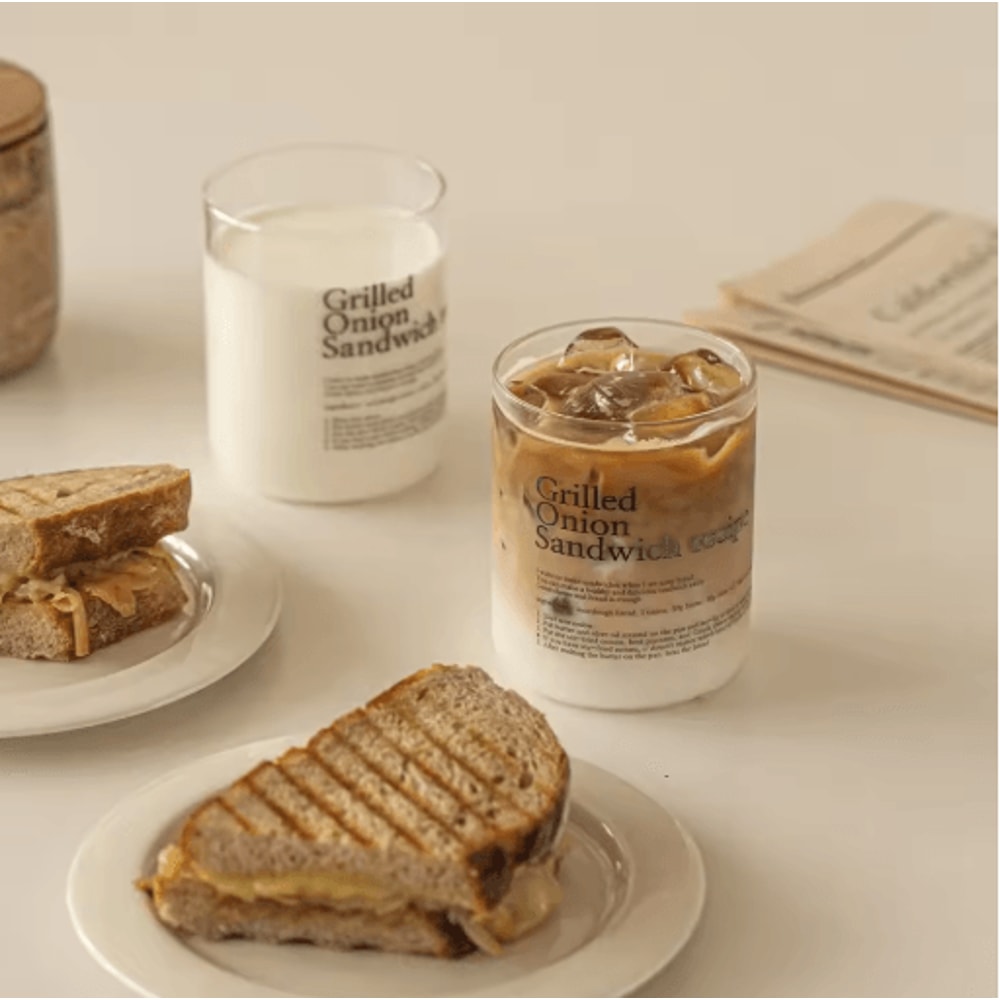 Korean Style Glass Tumbler With English Letter Design Heat Resistant Clear Coffee And Tea Mug 10