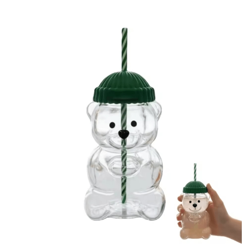 Homey Bear Glass Cup With Lid And Straw 20 Oz Cute Bear Coffee And Juice Tumbler 1