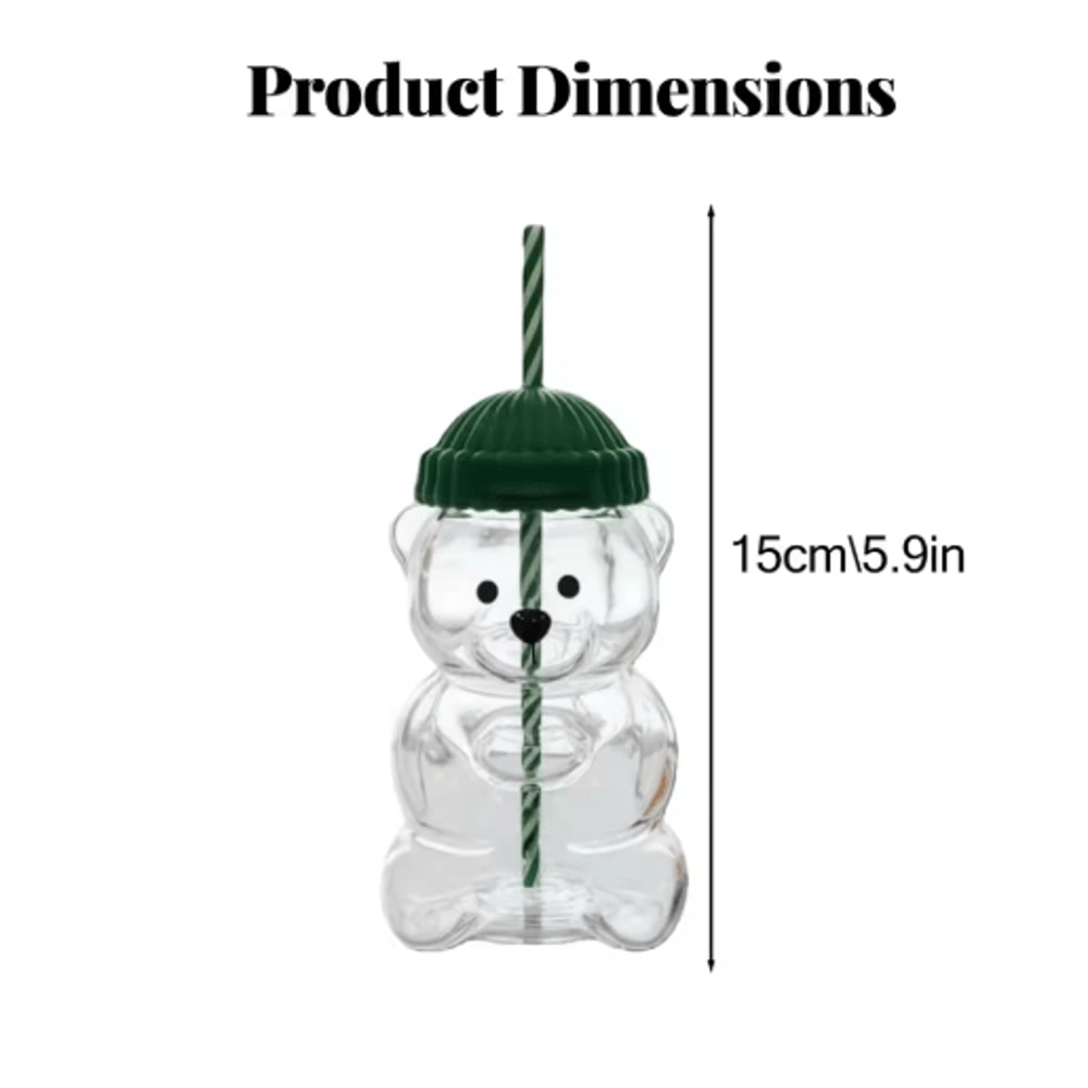 Homey Bear Glass Cup With Lid And Straw 20 Oz Cute Bear Coffee And Juice Tumbler 4