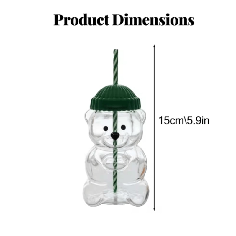 Homey Bear Glass Cup With Lid And Straw 20 Oz Cute Bear Coffee And Juice Tumbler 4