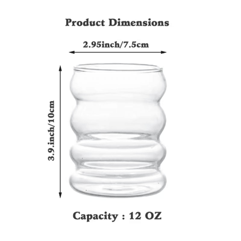 Creative Heat Resistant Glass Tumbler 350 Ml Ripple Glass Mug For Coffee Tea And Juice 1 To 4 PCS 3