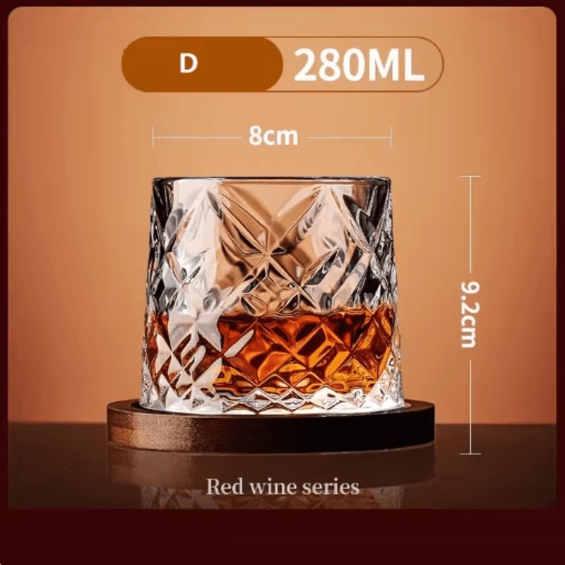 Rotating Base Crystal Whiskey Glass Spinning Tumbler For Whiskey Wine And Brandy 1