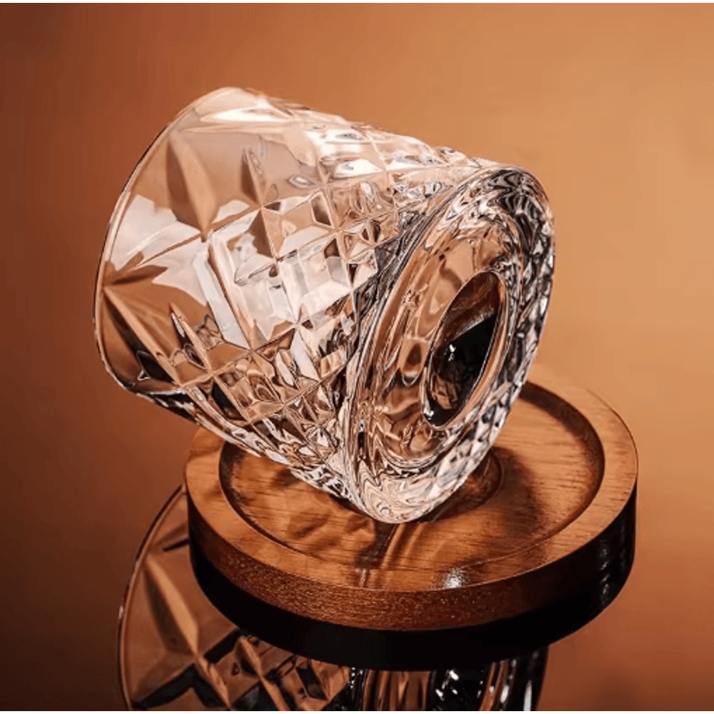 Rotating Base Crystal Whiskey Glass Spinning Tumbler For Whiskey Wine And Brandy 11