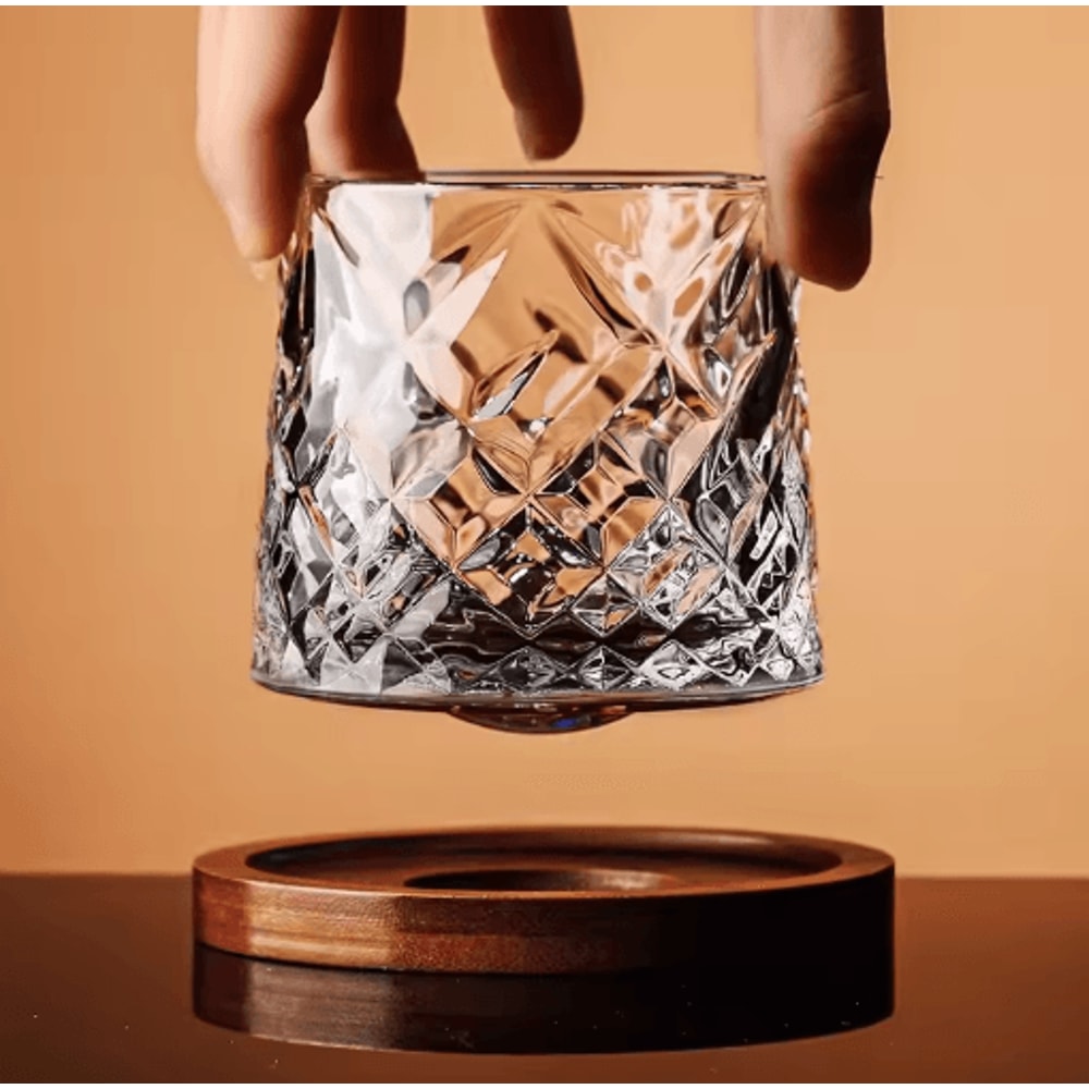 Rotating Base Crystal Whiskey Glass Spinning Tumbler For Whiskey Wine And Brandy 13