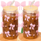Cherry Bow Glass Tumbler With Straw 2