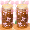 Cherry Bow Glass Tumbler With Straw 2