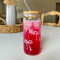 Cherry Bow Glass Tumbler With Straw 8