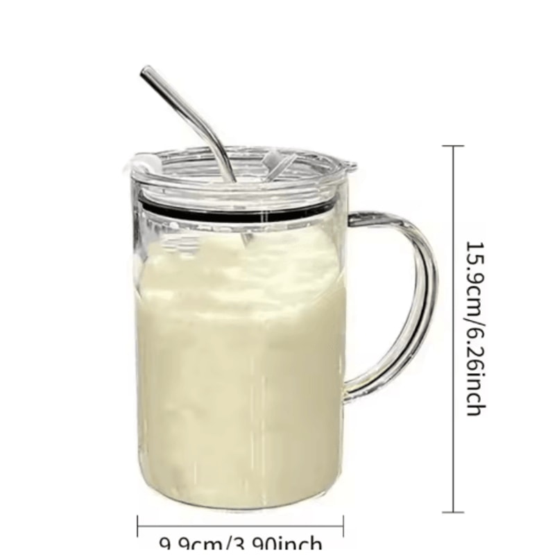 1000 Ml Large Glass Tumbler With Lid And Straw Transparent Coffee Juice And Milk Mug 4