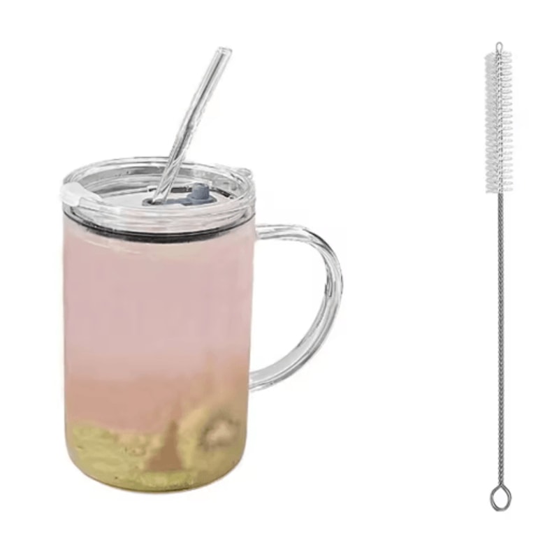 1000 Ml Glass Tumbler With Straw And Lid Reusable Iced Coffee Cup For Hot And Cold Drinks 1