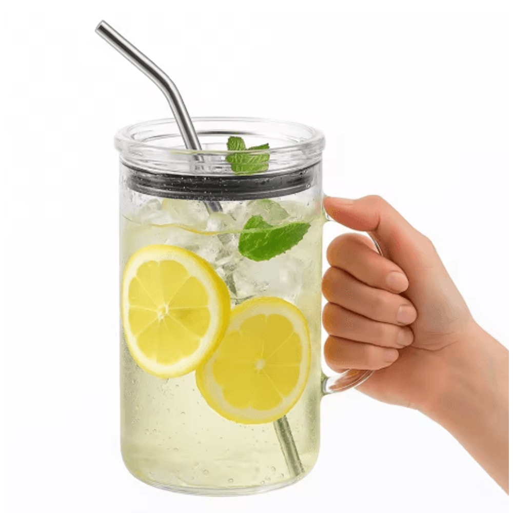 1000 Ml Glass Tumbler With Straw And Lid Reusable Iced Coffee Cup For Hot And Cold Drinks 6