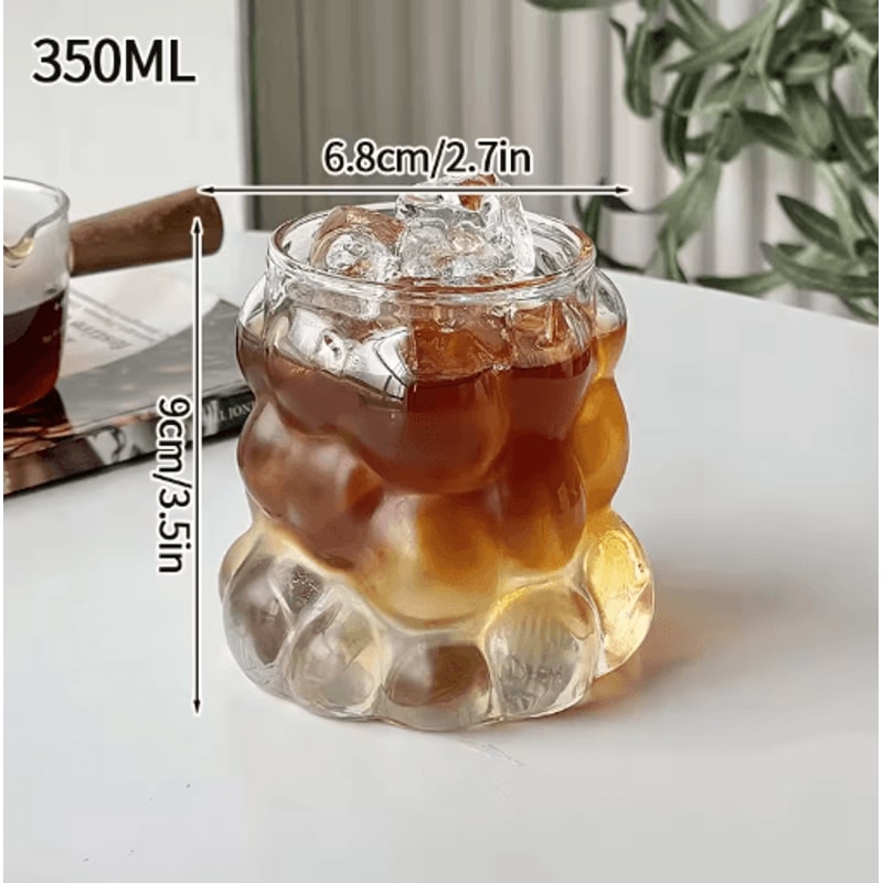 INS Style 3D Rose Glass Cup Heat Resistant Transparent Coffee And Juice Tumbler 10