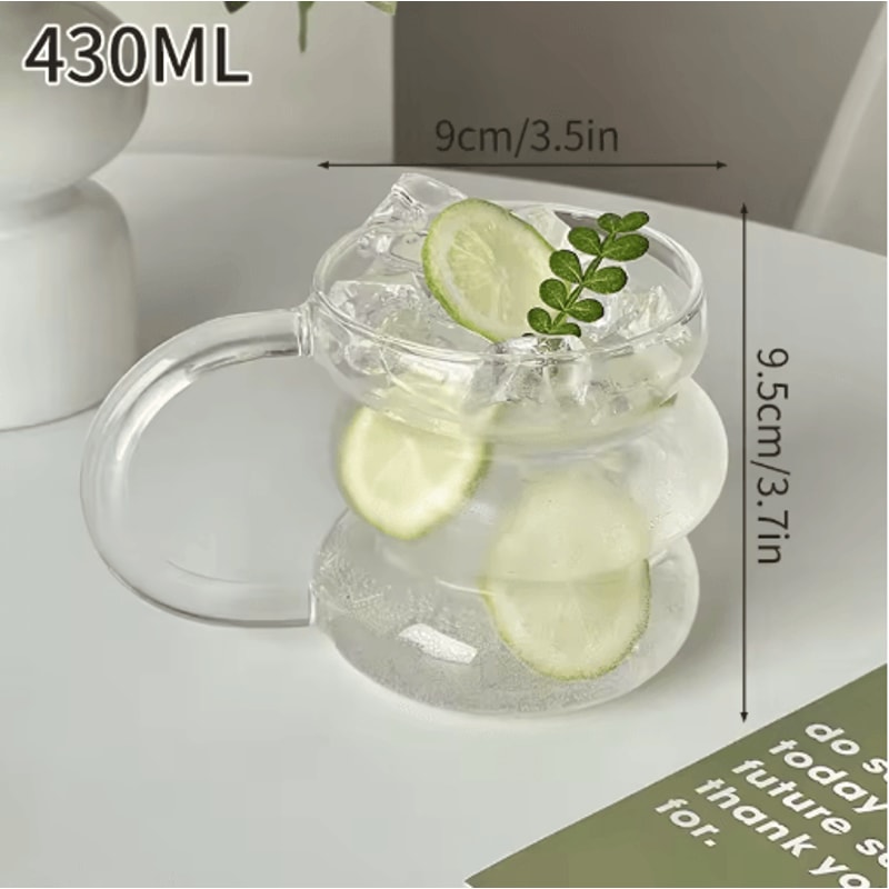 INS Style 3D Rose Glass Cup Heat Resistant Transparent Coffee And Juice Tumbler 4