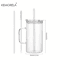 KEMORELA Ribbed Glass Tumbler With Handle And Lid 740 Ml Large Iced Coffee Cup 1 To 2 PCS 3