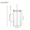 KEMORELA Ribbed Glass Tumbler With Handle And Lid 740 Ml Large Iced Coffee Cup 1 To 2 PCS 3