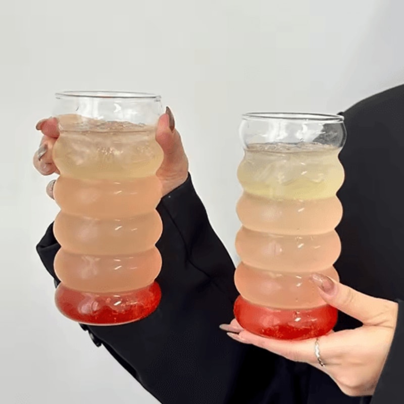 INS Style Transparent Glass Coffee Mug Heat Resistant Ripple Tumbler For Cocktails And Beverages 1 1