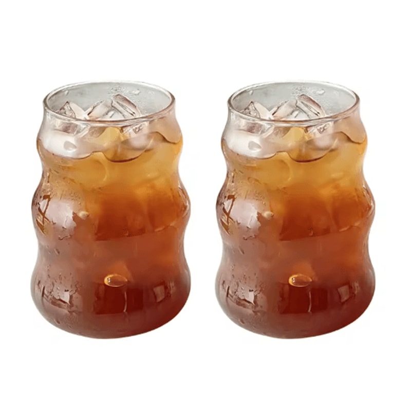 INS Style Transparent Glass Coffee Mug Heat Resistant Ripple Tumbler For Cocktails And Beverages 1 4