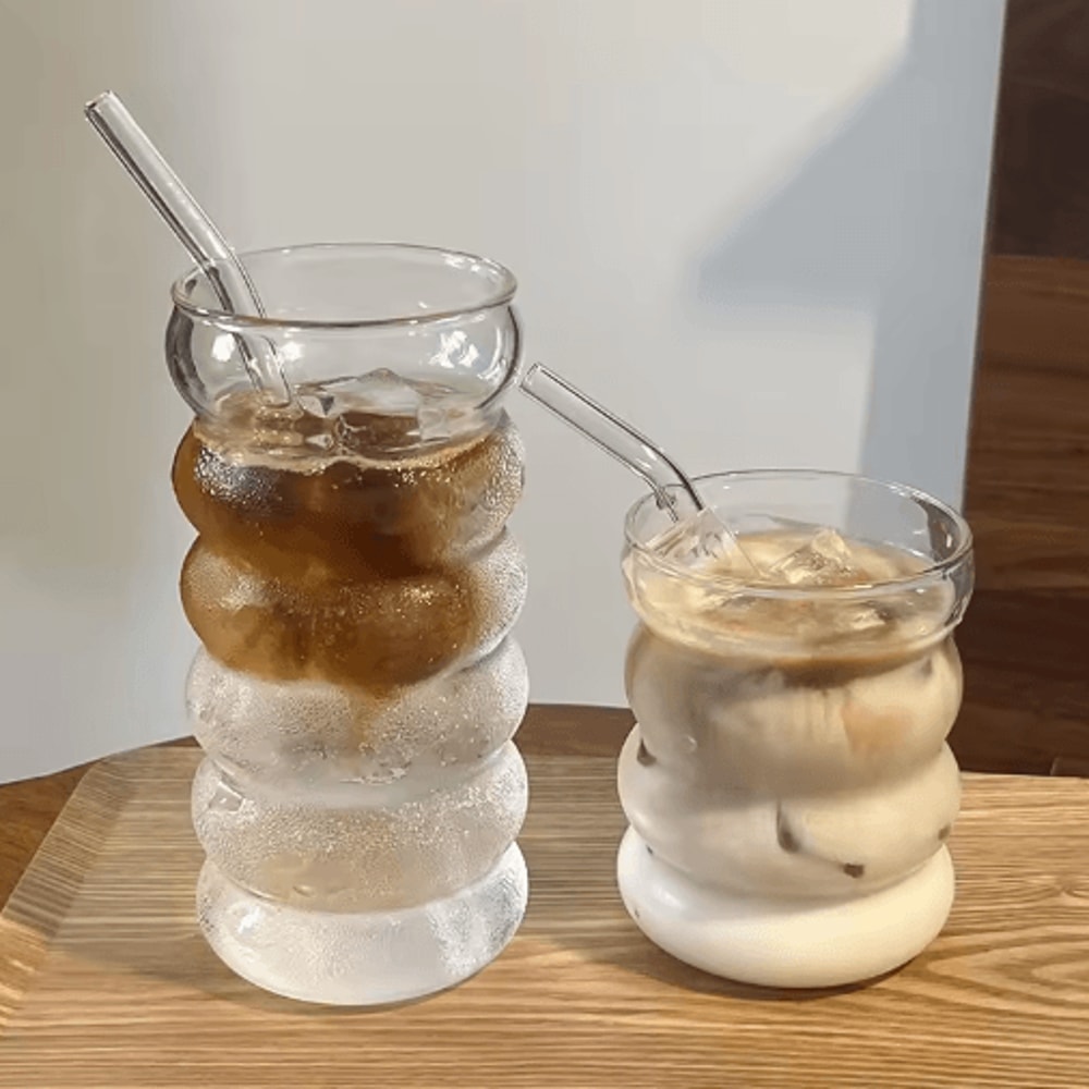 INS Style Transparent Glass Coffee Mug Heat Resistant Ripple Tumbler For Cocktails And Beverages 1 10
