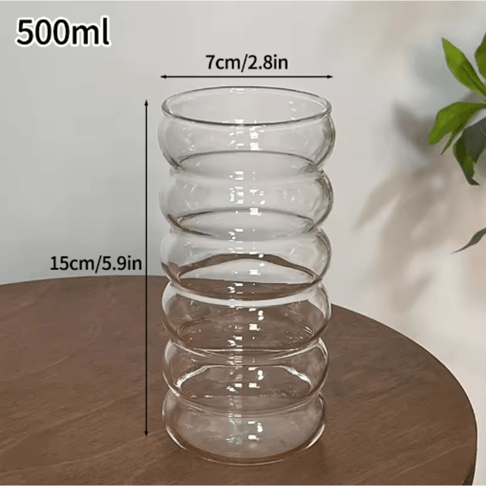 INS Style Transparent Glass Coffee Mug Heat Resistant Ripple Tumbler For Cocktails And Beverages 1 14