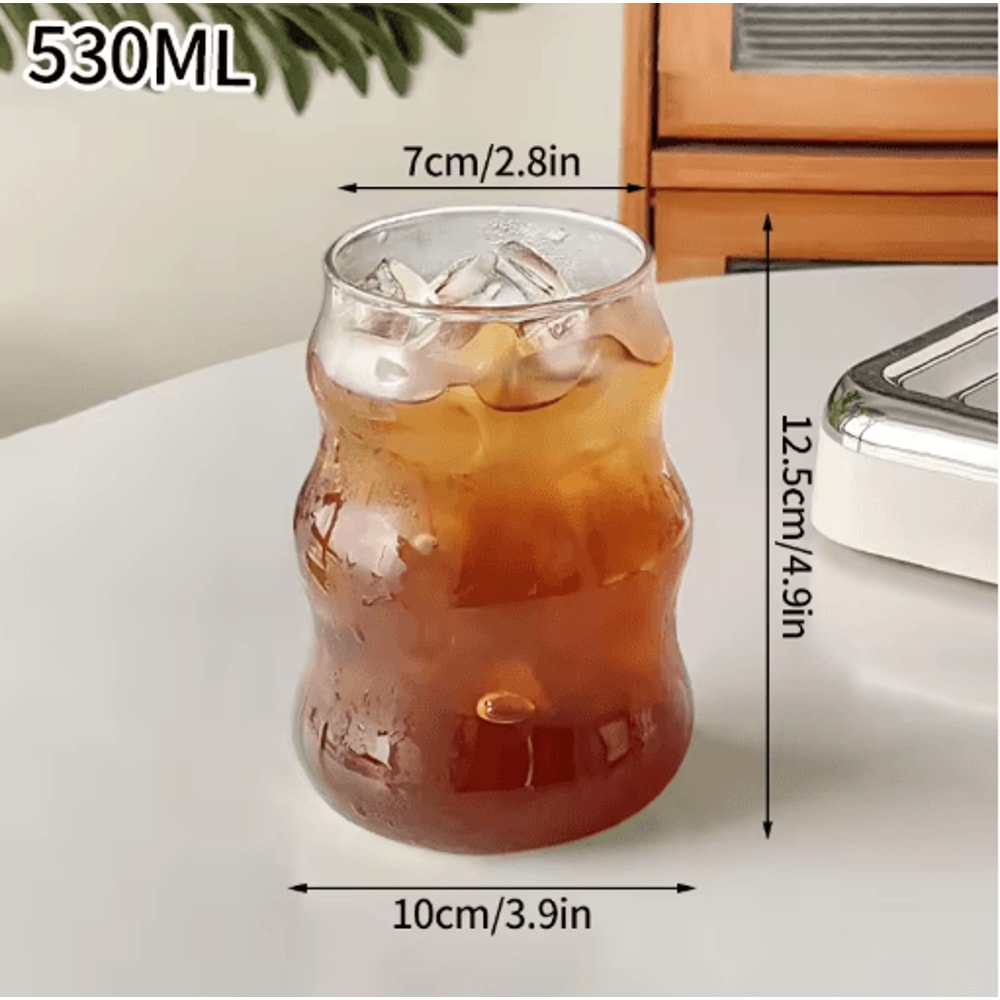 INS Style Transparent Glass Coffee Mug Heat Resistant Ripple Tumbler For Cocktails And Beverages 1 16