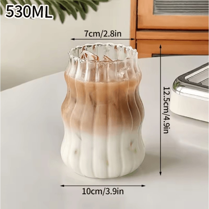 INS Style Transparent Glass Coffee Mug Heat Resistant Ripple Tumbler For Cocktails And Beverages 1 17