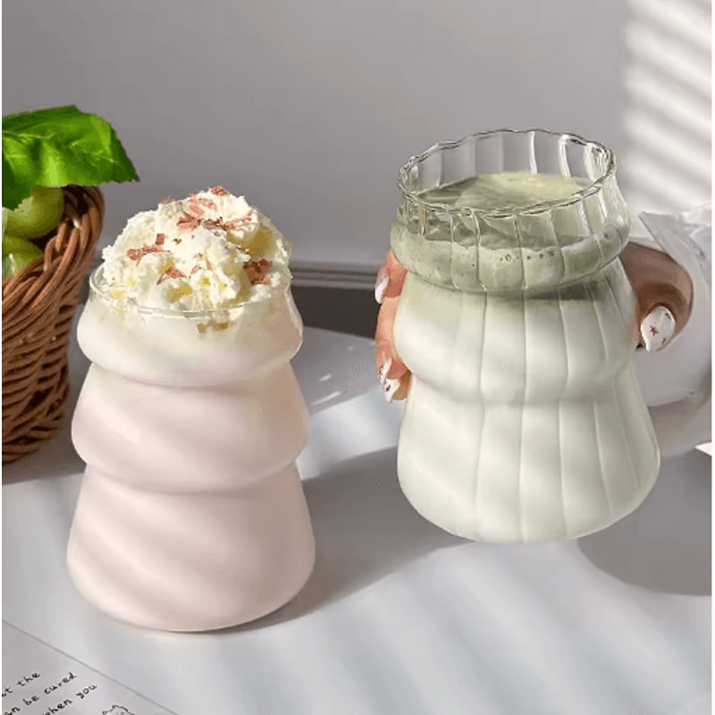 INS Style Transparent Glass Coffee Mug Heat Resistant Ripple Tumbler For Cocktails And Beverages 1 9