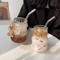 INS Style Transparent Glass Coffee Mug Heat Resistant Ripple Tumbler For Cocktails And Beverages 1 23