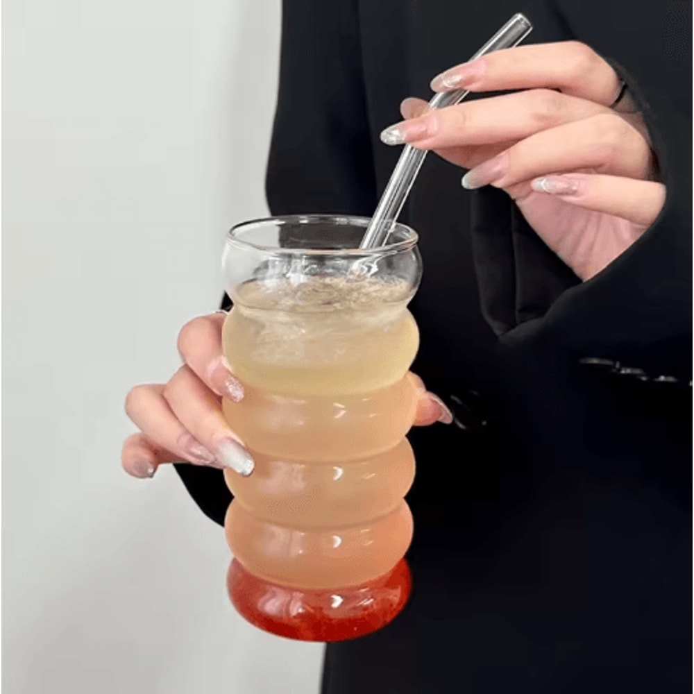 INS Style Transparent Glass Coffee Mug Heat Resistant Ripple Tumbler For Cocktails And Beverages 1 24