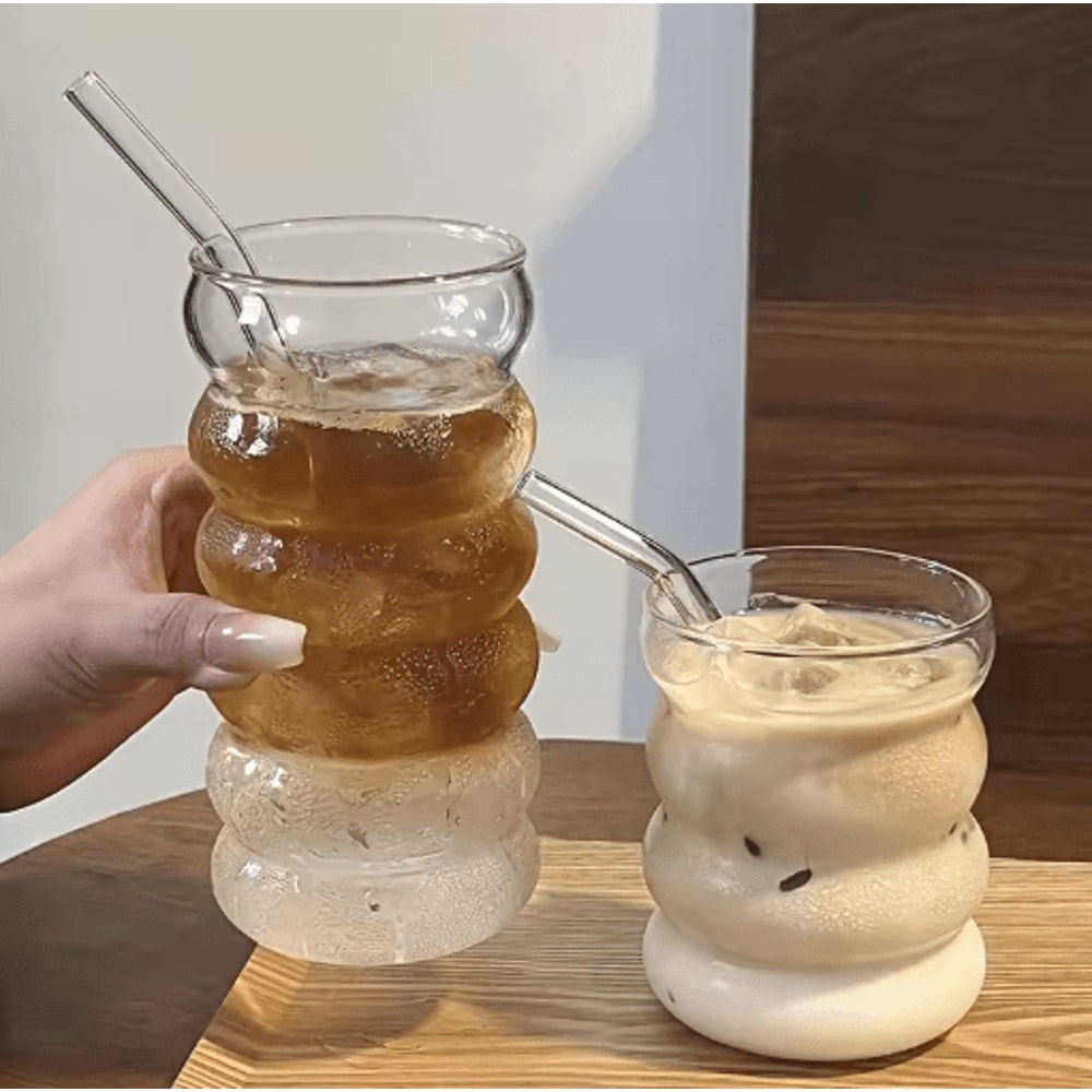 INS Style Transparent Glass Coffee Mug Heat Resistant Ripple Tumbler For Cocktails And Beverages 1 25