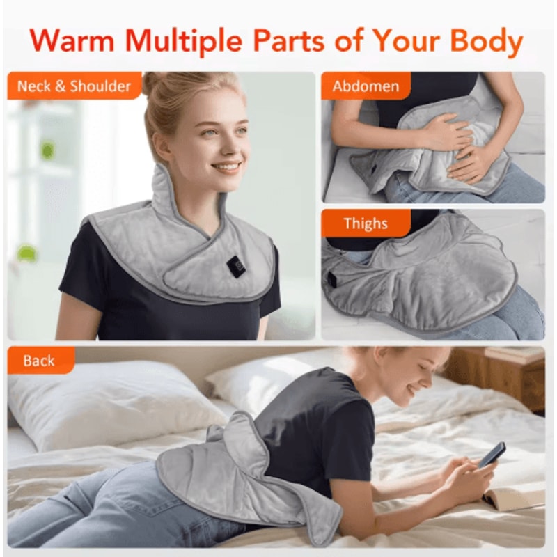Electric Heating Shoulder Neck Pad Cervical Thermal Wrap With 3 Heat Levels For Home Office 2