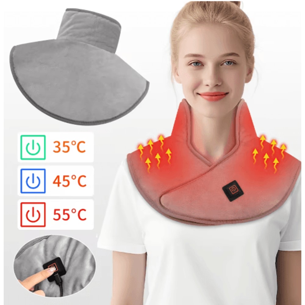 Electric Heating Shoulder Neck Pad Cervical Thermal Wrap With 3 Heat Levels For Home Office 0